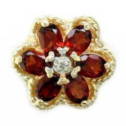 B2307 14K SD WITH DIAMOND CENTER 6 GARNET/FLOWER DESIGN 